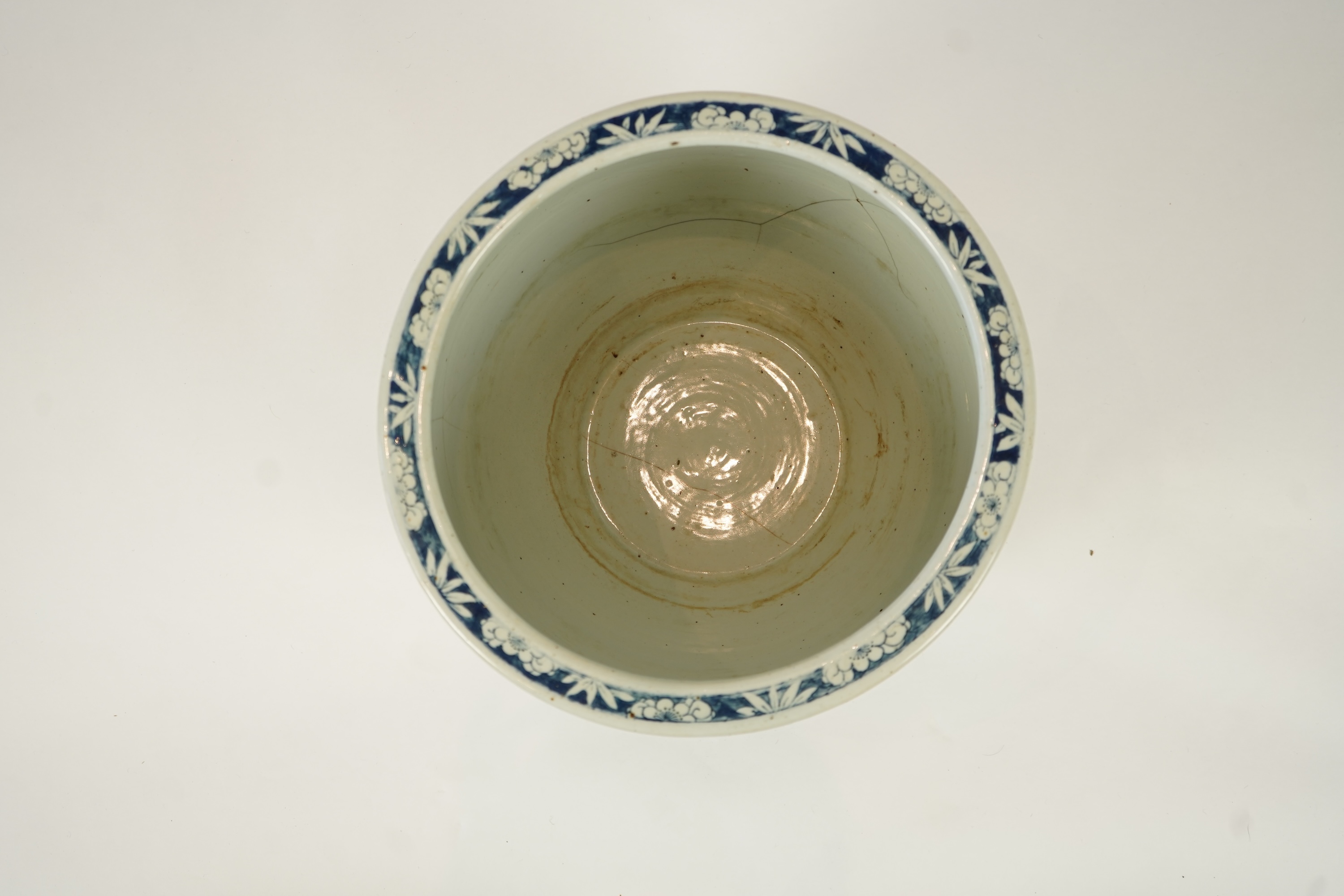 A large Chinese blue and white ‘sages’ fish bowl, early 20th century